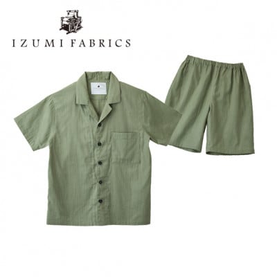 【男女兼用　サイズ:XL】半袖×半ズボン　プレミアムガーゼパジャマ　(カラー:ミモザグリーン)