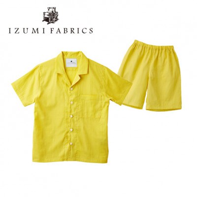 【男女兼用　サイズ:XL】半袖×半ズボン　プレミアムガーゼパジャマ　(カラー:ミモザイエロー)