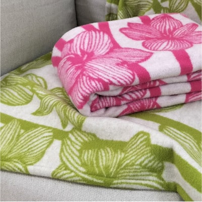 洗える!やわらかラムウール混 北欧調ブランケット ハーフサイズ(90×140cm)グリーン