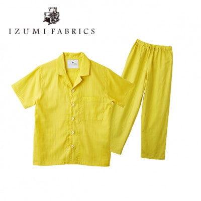 【男女兼用　サイズ:L】半袖×長ズボン　プレミアムガーゼパジャマ　(カラー:ミモザイエロー)