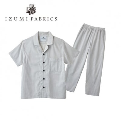 【男女兼用　サイズ:XL】半袖×長ズボン　プレミアムガーゼパジャマ　(カラー:プラチナグレー)