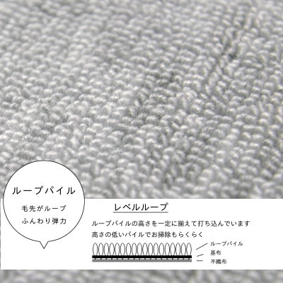 カーペット 日本製 防音 厚手 防ダニ プレミアムループ 261×352cm 江戸間 6畳用 グレー