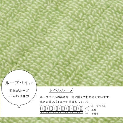 カーペット 日本製 防音 厚手 防ダニ プレミアムループ 261×352cm 江戸間 6畳 グリーン