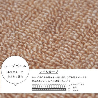 カーペット 日本製 防音 厚手 防ダニ プレミアムループ 261×352cm 江戸間 6畳 ベージュ