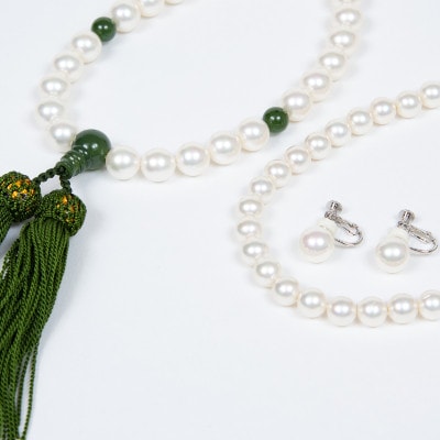 《いずみパール》 貝パール念珠3点セット(シルキーホワイト色)　#01　　