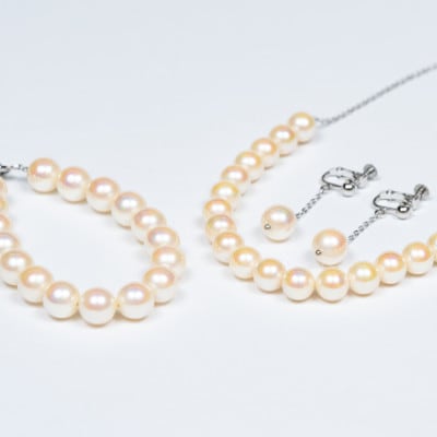 《いずみパール》貝パール大珠カジュアル3点セット(オーロラクリーム色)　#06　　