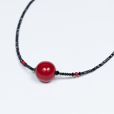 【大正10年創業井阪硝子】ガラス細工　渋赤のネックレス　(AN158)【配送不可地域：沖縄県】