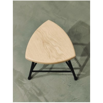 三角スツール【M】ナチュラル　(オーク+無垢アイアン)花台