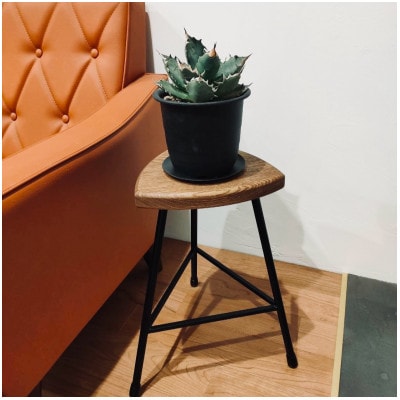 三角スツール【M】ダーク(オーク+無垢アイアン)花台