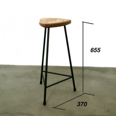三角スツール【L】ダーク(オーク+無垢アイアン)ハイスツール