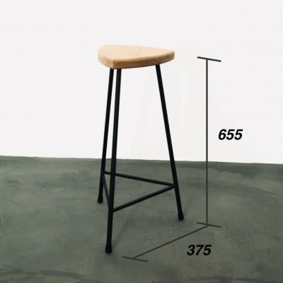 三角スツール【L】ナチュラル(オーク+無垢アイアン)ハイスツール