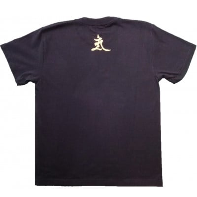 手描きTシャツ 仏画 文殊菩薩 黒 (半袖 Mサイズ)