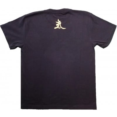 手描きTシャツ 仏画 文殊菩薩 黒 (半袖 Lサイズ)