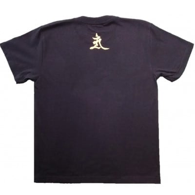 手描きTシャツ 仏画 文殊菩薩 黒 (半袖 XLサイズ)