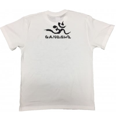 手描きTシャツ 仏画 ガネーシャ 白 (半袖 Sサイズ)