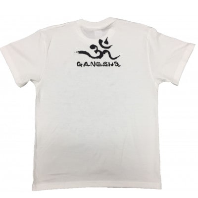 手描きTシャツ 仏画 ガネーシャ 白 (半袖 Lサイズ)