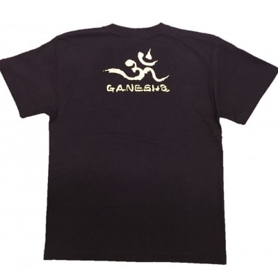 手描きTシャツ 仏画 ガネーシャ 黒 (半袖 Sサイズ)