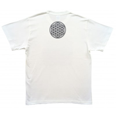 Tシャツ フラワー・オブ・ライフ 麻炭 白 (半袖 Lサイズ)