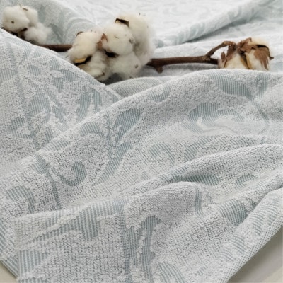 『軽やか』で洗濯しやすい綿100%タオルケット シングルサイズ(140×190cm)5164-BL