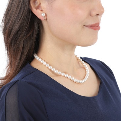 【RoseYumiRose】8mmパール3点セット(ネックレス/ペンダント/イヤリング)ホワイト【配送不可地域：沖縄県】