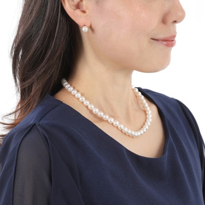 【RoseYumiRose】8mmパール3点セット(ネックレス/ペンダント/ピアス)ホワイト【配送不可地域：沖縄県】