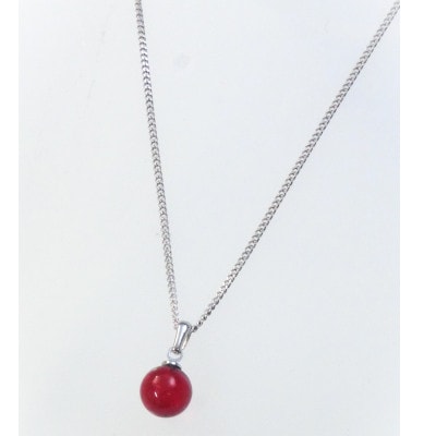 琥珀のペンダント・ルビーレッド琥珀7mm玉【配送不可地域：沖縄県】