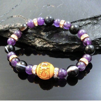 万事が馬九(うまく)行く柘植の九頭の左馬・紳士のブレスレット【配送不可地域：沖縄県】