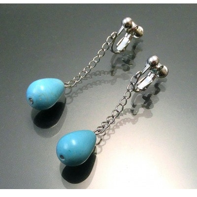 ターコイズブルーのSwingイヤリング　雫型