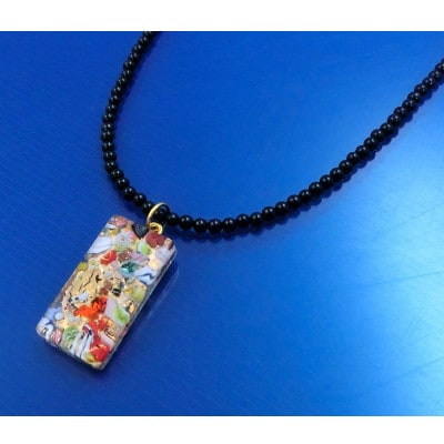 ベネチアンガラス使いのブラックオニキスネックレス〈宝石〉【配送不可地域：沖縄県】