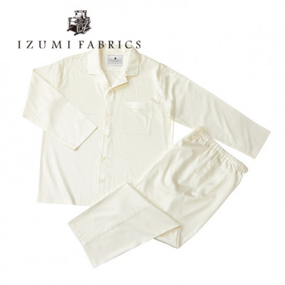 【サイズ:M(男女兼用)】プレミアムパジャマ　抗菌防臭やわらか超長綿使用　色:パールホワイト
