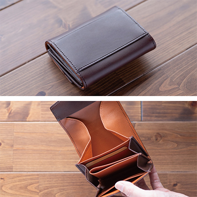 【本革 二つ折り財布】ギャルソン型 ハーフウォレット ダブルボタン【aw-19hn-CHO】