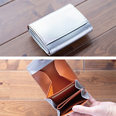 【本革 二つ折り財布】ギャルソン型 ハーフウォレット ダブルボタン【aw-19hn-SV】