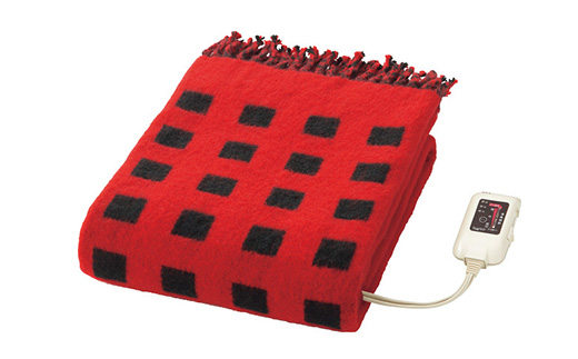電気ひざ掛け/レッド　約140×82cm(房含む)