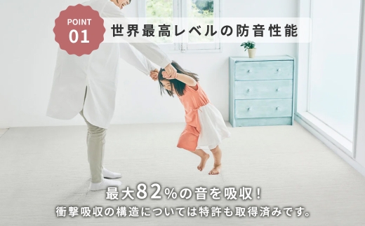 最大82%の音をカットする防音タイルカーペット「防音専科」8枚セット ホワイト