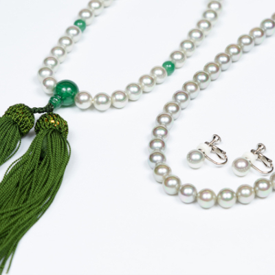 《いずみパール》 貝パール8mm珠3点セット　　シルキーグレー色(化粧箱付)【AN094】