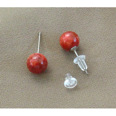 珊瑚のピアス(8ミリ玉)【配送不可地域：沖縄県】