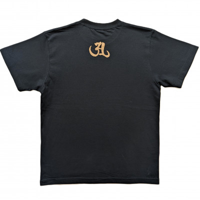 手描きTシャツ 仏画 大日如来 金剛界 黒 (半袖 Sサイズ)