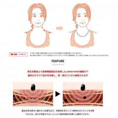ON4　オンフォー TYPE-C JPDAドラコンプロ鈴木真緒モデル 磁気ネックレス 管理医療機器【配送不可地域：沖縄県】
