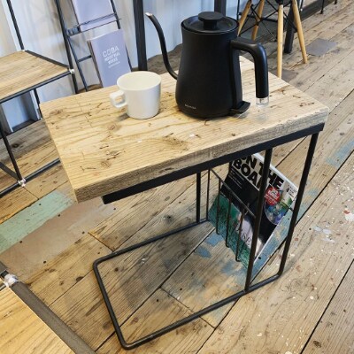 COBA(32)サイドテーブル　コ型(ラック付き)