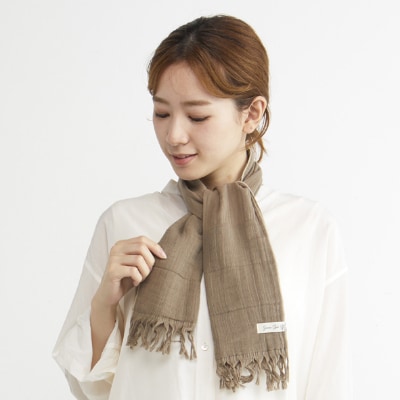 四重織高吸水シャリ感ガーゼ (ガーデンスタイル)ロングマフラータオル　2枚セット　色:ブラウン