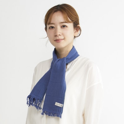 四重織高吸水シャリ感ガーゼ (ガーデンスタイル)ロングマフラータオル　2枚セット　色:ネイビー
