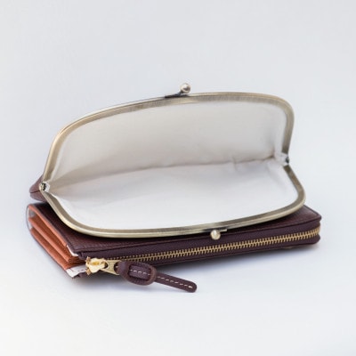 【がま口 お財布ポシェット 】本革 お財布ショルダー ショルダーバッグ【aw-17nns-BR】