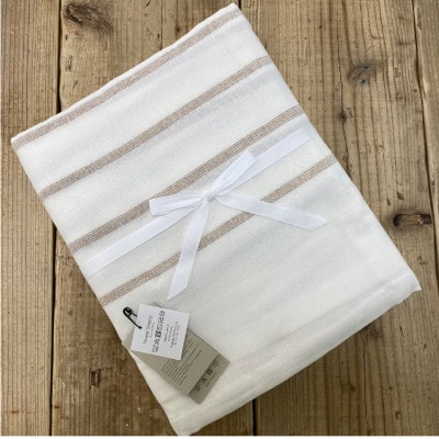 オーガニックコットンタオルシーツ　Sサイズ(145×230cm)ボーダーブラウン　SNS-13-BR