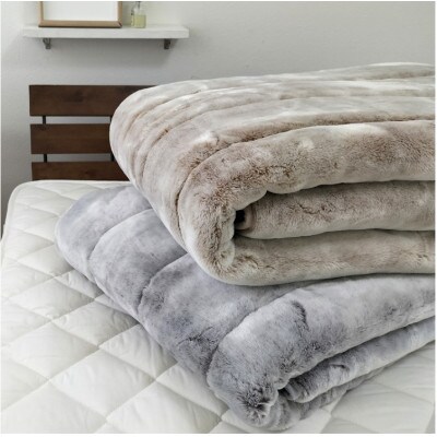 【シングル】備長炭混わた入り　フェイクファー敷パッド〈グレー〉　BFP-10S-GY