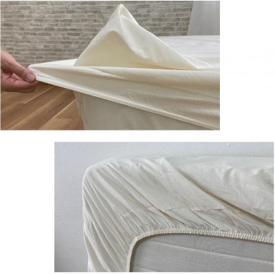 【ダブル】和泉木綿ピュアコットンボックスシーツ(140×200×30cm)キナリ　PUBX-W