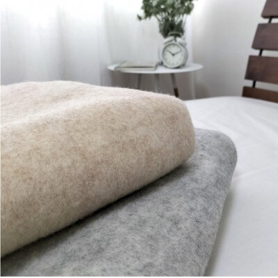 【ひざ掛サイズ】洗えるウールとコットンのリバーシブルブランケット　グレー　KK-117H　GY