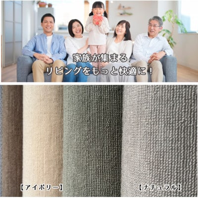 【江戸間6畳】家族が集まるリビングをもっと快適に!リビングカーペット アイボリー  ウイング6畳IV