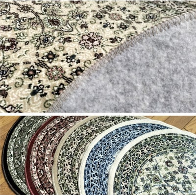 【楕円60×90cm】 洗える国産モケット織り玄関マット ベージュ(ポーロ楕円60×90BE)