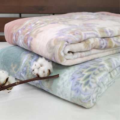 【シングルサイズ】オールシーズンふんわりやわらか綿毛布 ブルー1枚   MO-110-BL