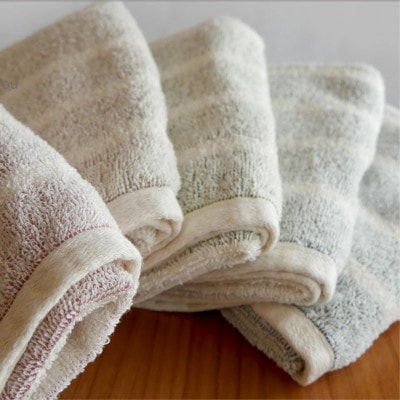 【フェイスタオル5枚組】オーガニックコットンフェイスタオル(34×80cm)かすみレッド